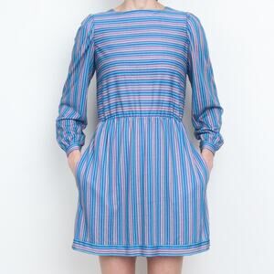 Vintage 1980s Stripe Knit Long Sleeve Mini Dress S